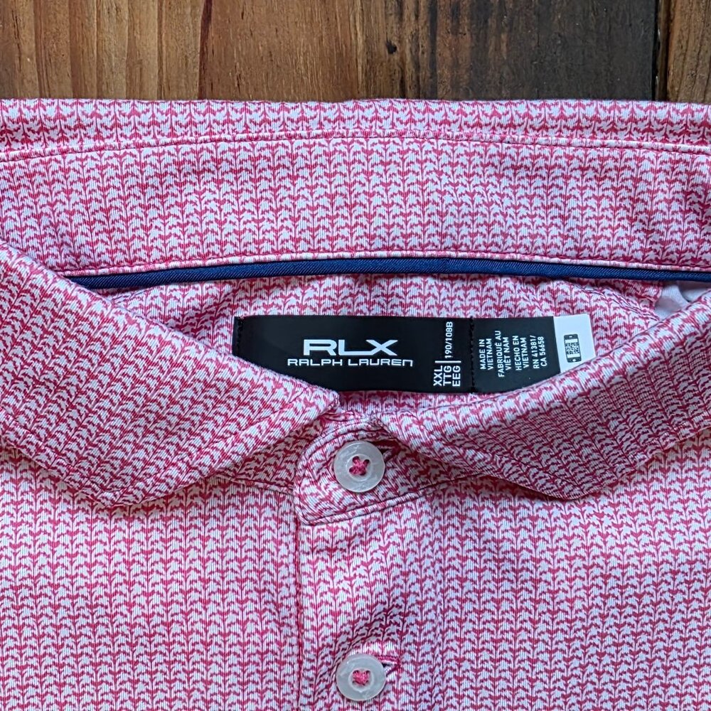 RLX Ralph Lauren Mens XXL Golf Polo Shirt Pink Performance Short Sleeve EUC - Picture 9 of 11